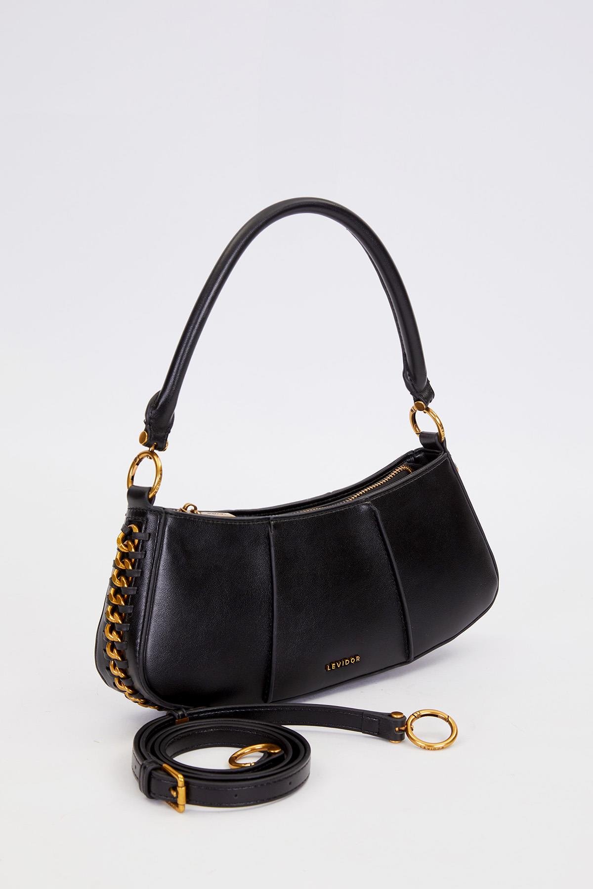 Siyah Kenar Dikiş Görünümlü Omuz Çantası