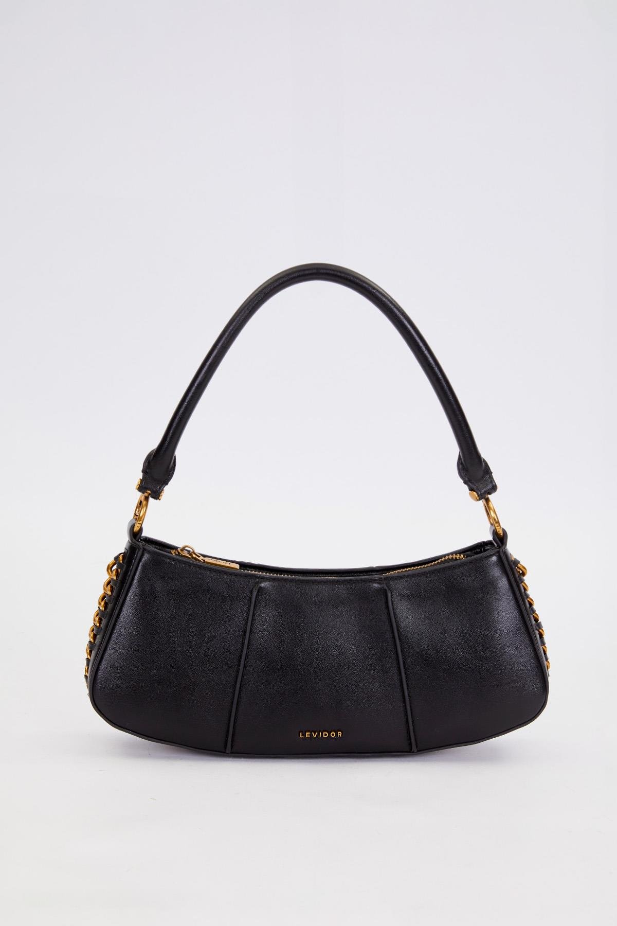 Siyah Kenar Dikiş Görünümlü Omuz Çantası