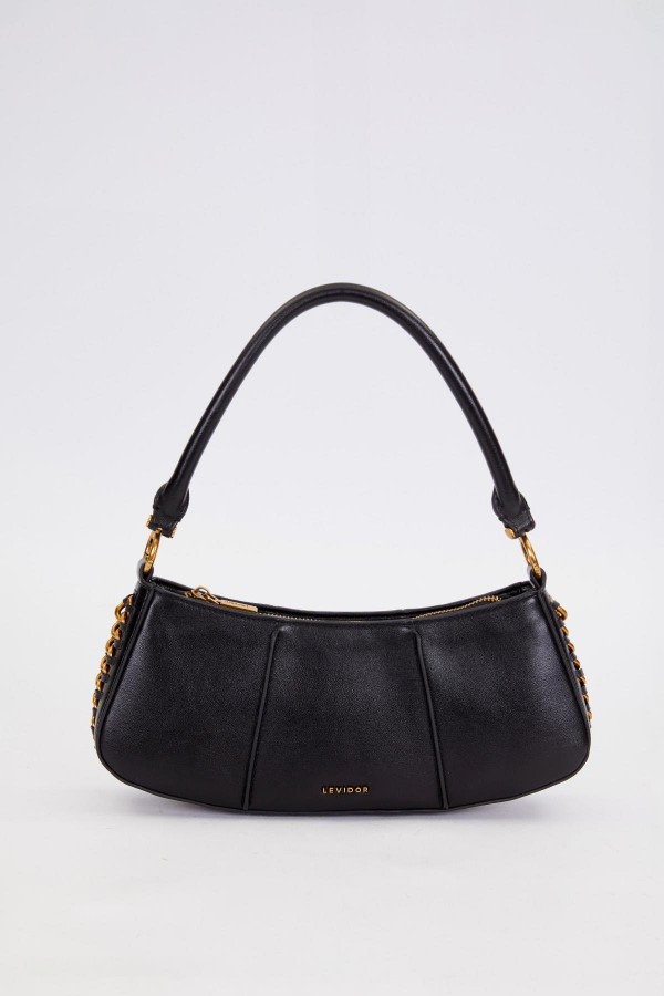 Siyah Kenar Dikiş Görünümlü Omuz Çantası