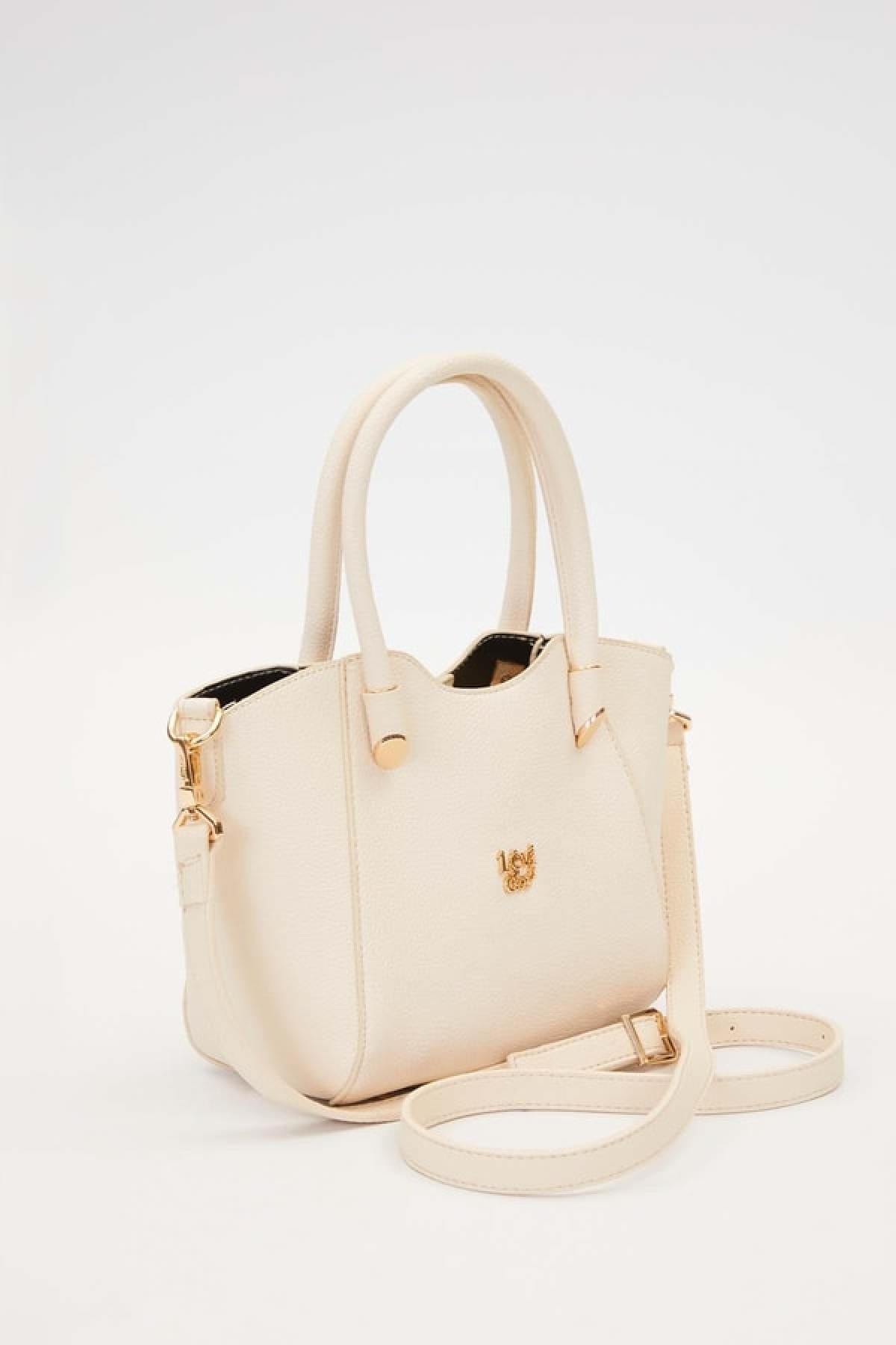 krem  metal aksesuarlı el çanta