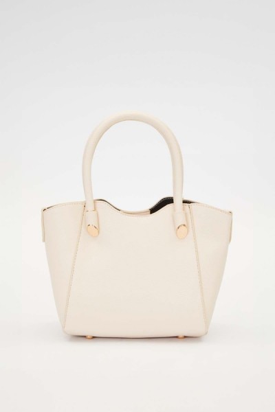 krem  metal aksesuarlı el çanta