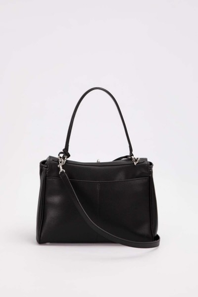 Siyah Kapama Kilit Aksesuarlı Omuz Çantası