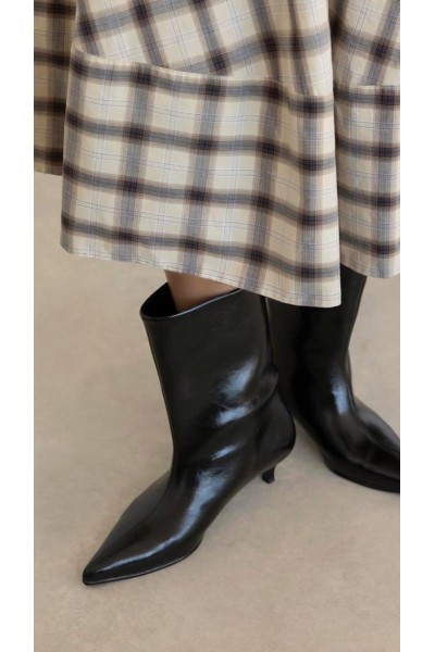 şık ince topuk deri bot