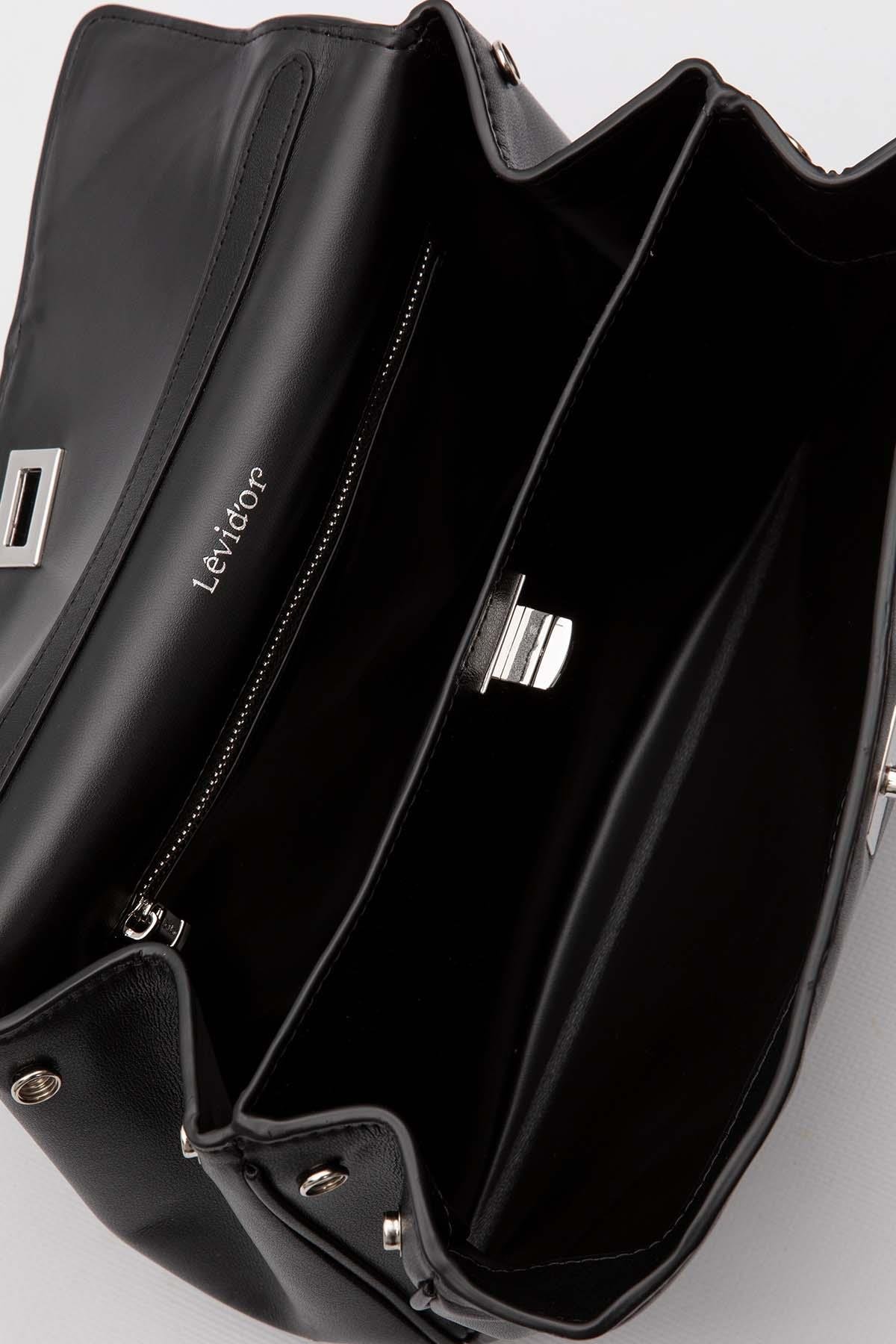 Siyah Kapama Kilit Aksesuarlı Omuz Çantası