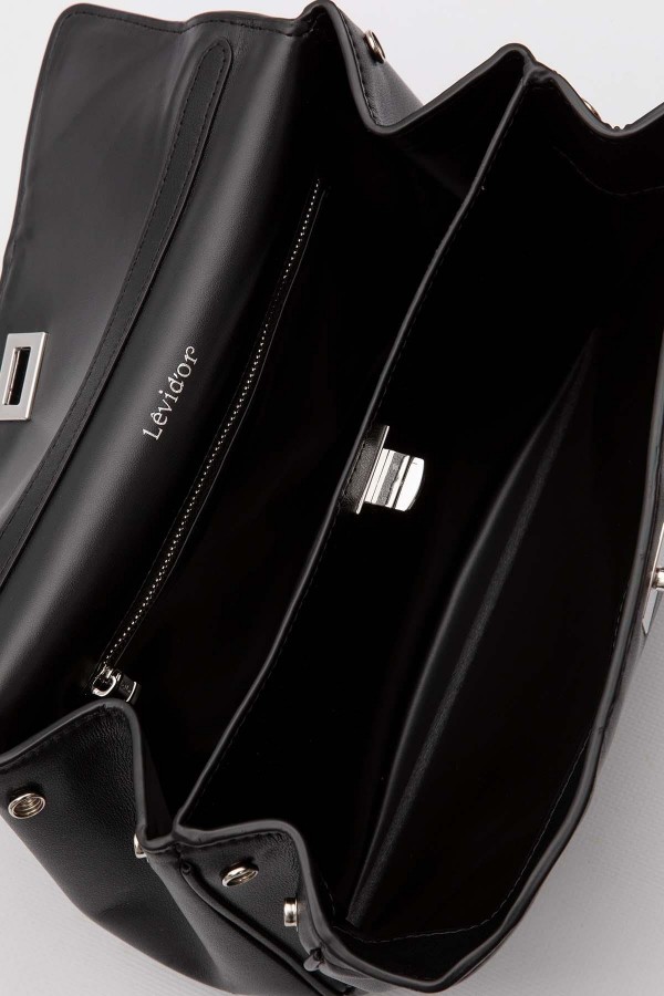 Siyah Kapama Kilit Aksesuarlı Omuz Çantası