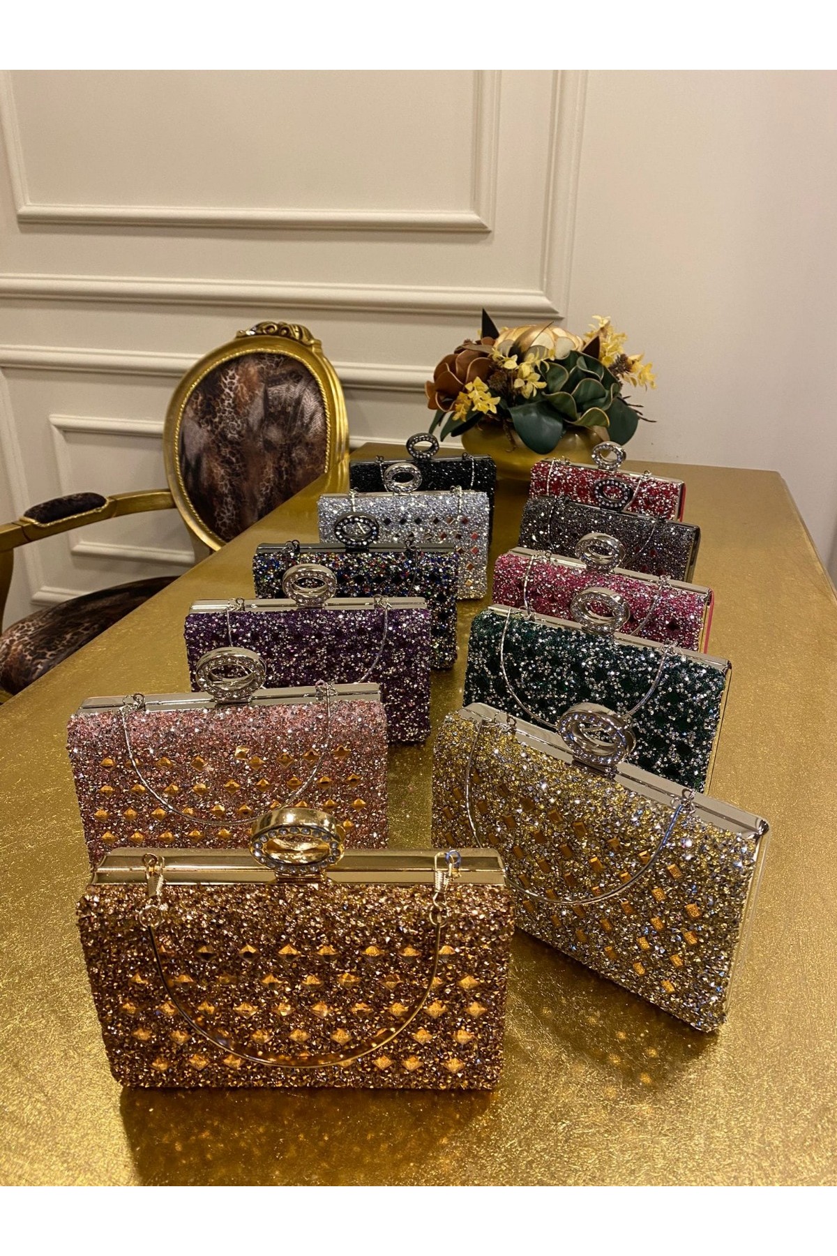 dikdörtgen taşlı çanta